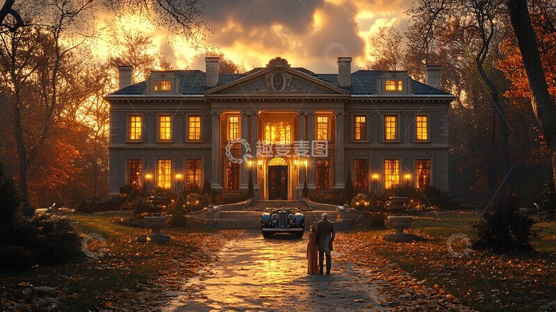 豪宅前老人站立2