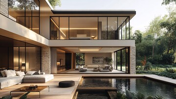 湖畔现代别墅景观2