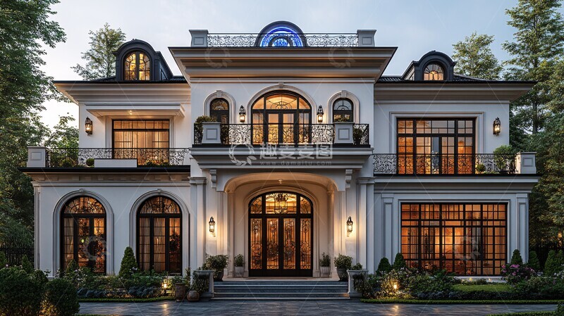 高清大图下载【趣麦麦图】白色拱形窗阳台豪宅2