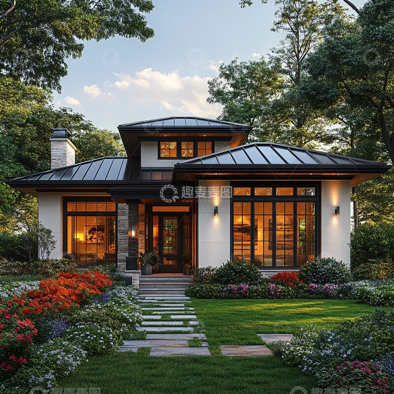 高清大图下载【趣麦麦图】现代牧场风格房屋1
