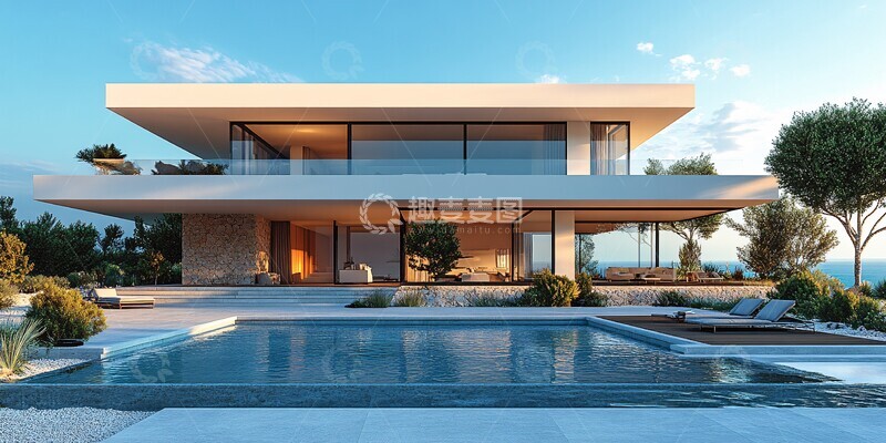 高清大图下载【趣麦麦图】现代住宅蓝天1