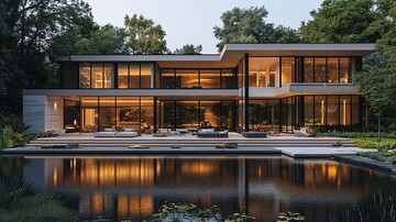 湖畔现代别墅景观1