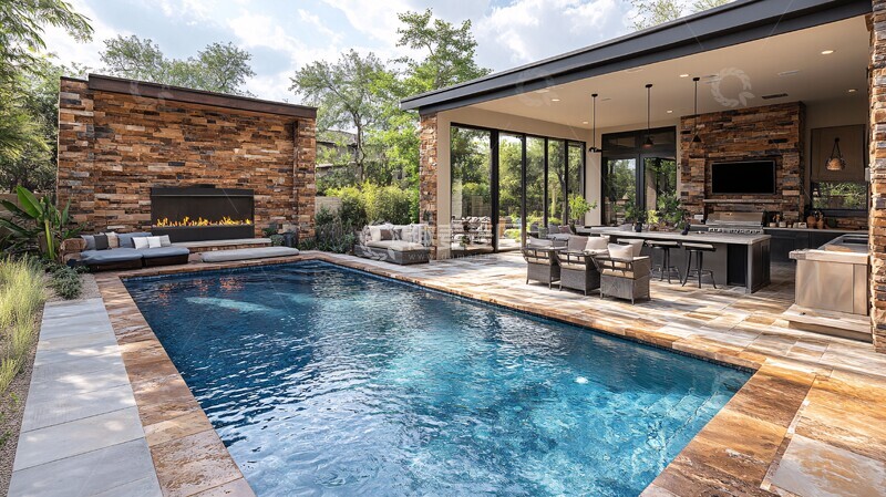 高清大图下载【趣麦麦图】泳池户外厨房设计2