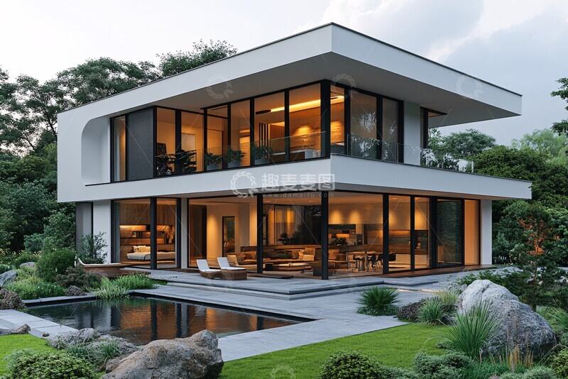 高清大图下载【趣麦麦图】-大窗户花园房屋3