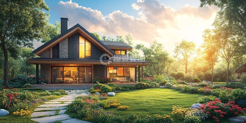 高清大图下载【趣麦麦图】夏日住宅与庭院