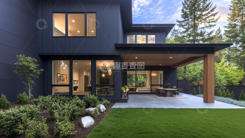 高清大图下载【趣麦麦图】现代木屋窗景2