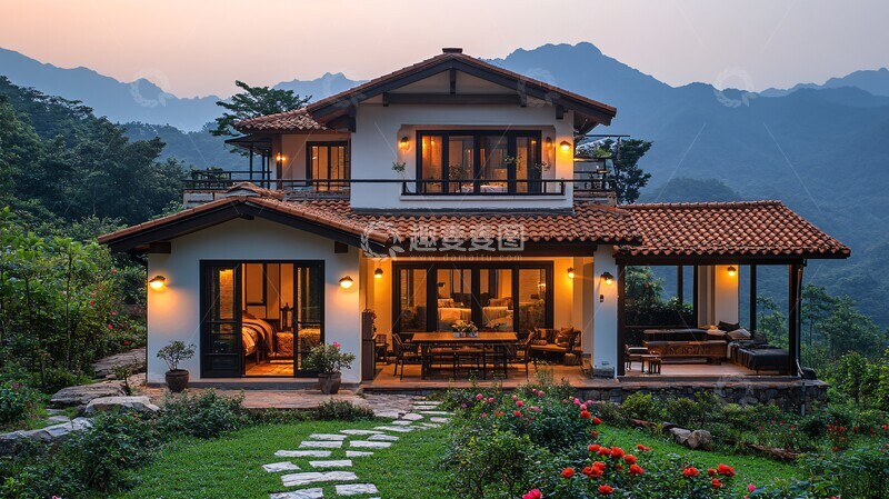 高清大图下载【趣麦麦图】白墙红瓦乡村屋1