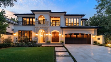 双层豪宅前院夜景