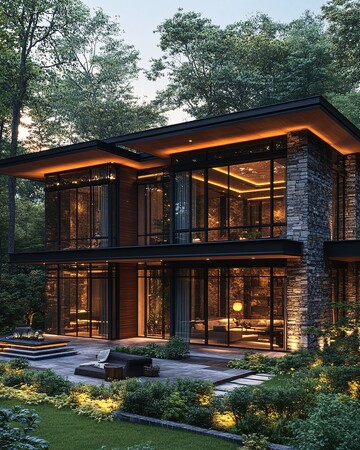 深林绿渐变豪宅外立面1