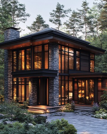 深林绿渐变豪宅外立面