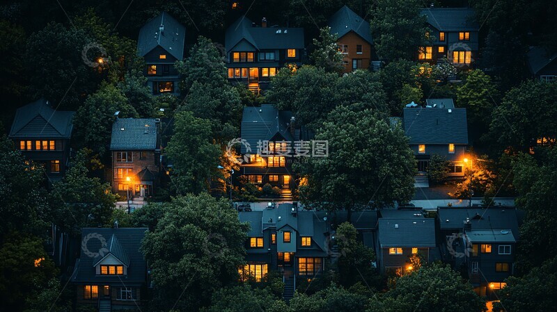 高清大图下载【趣麦麦图】晚间街景中心宅1