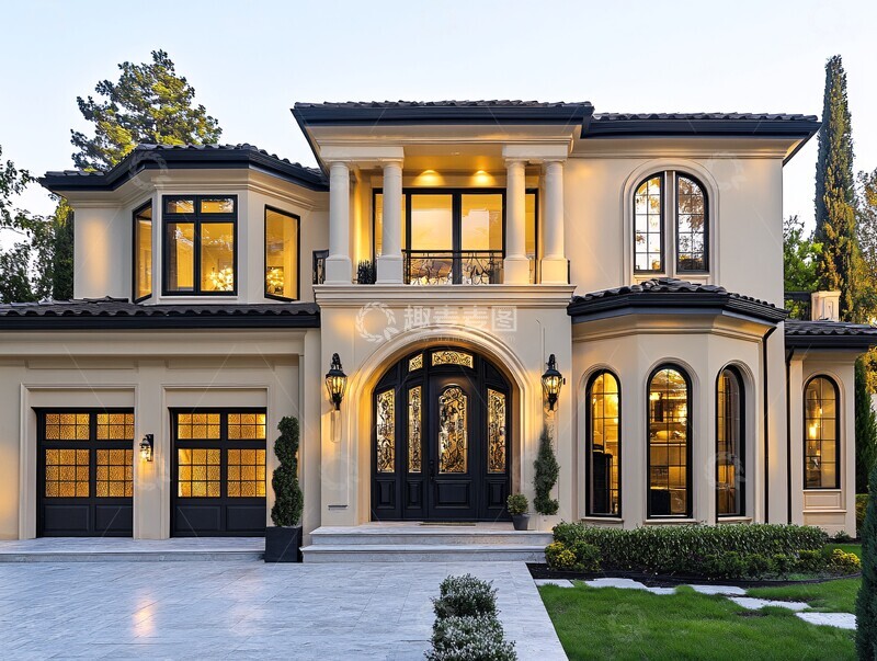 高清大图下载【趣麦麦图】贝壳色豪华住宅外观2