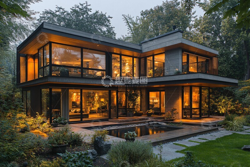高清大图下载【趣麦麦图】玻璃屋顶现代宅院