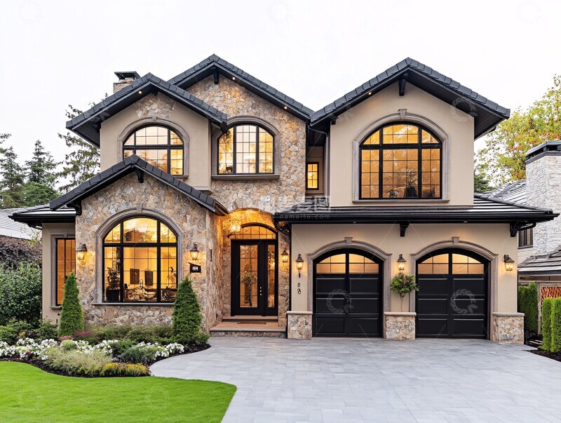 高清大图下载【趣麦麦图】贝壳色豪华住宅外观