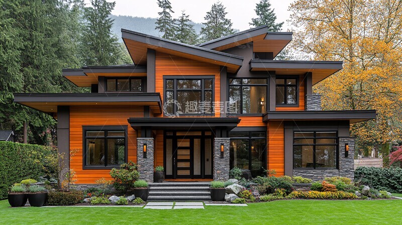 高清大图下载【趣麦麦图】木石材玻璃窗屋顶