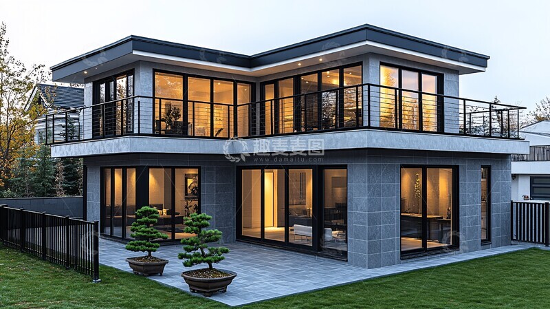 高清大图下载【趣麦麦图】灰色瓷砖墙现代住宅1