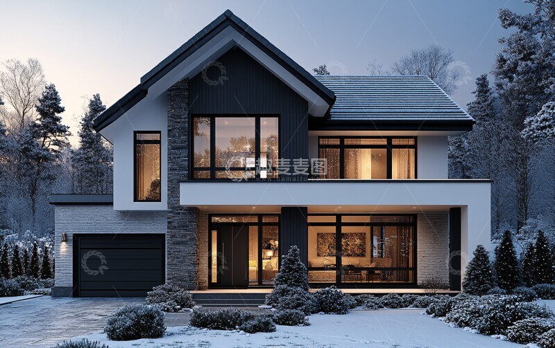 高清大图下载【趣麦麦图】黑白双层英式住宅