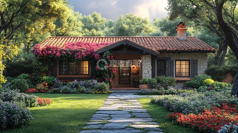 高清大图下载【趣麦麦图】美丽花园别墅
