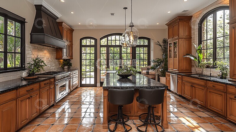 高清大图下载【趣麦麦图】黑斑石台面厨房