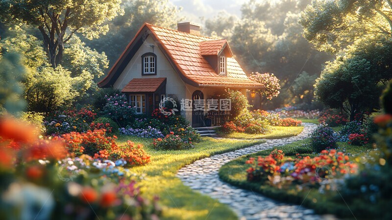 高清大图下载【趣麦麦图】美丽花园别墅1