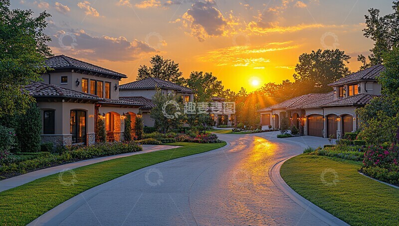 高清大图下载【趣麦麦图】日落时分街景