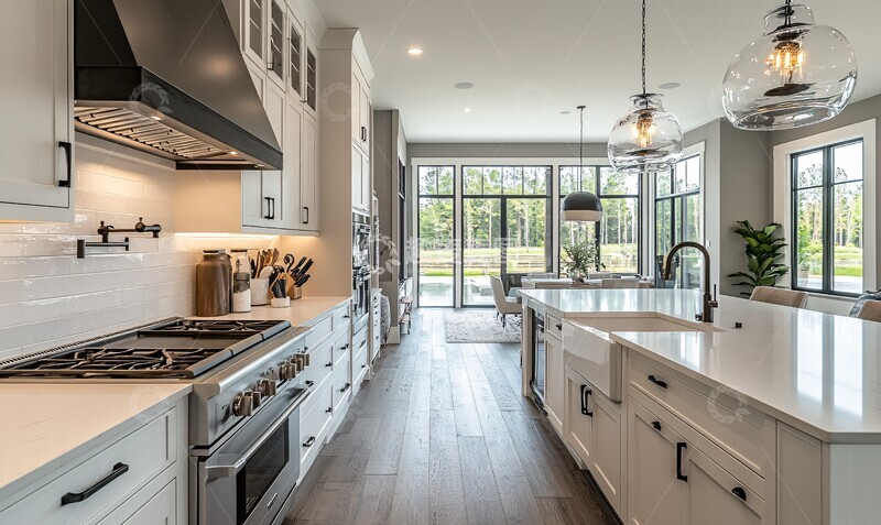 高清大图下载【趣麦麦图】白色橱柜木地板2