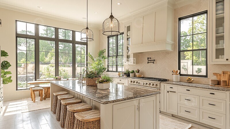 高清大图下载【趣麦麦图】岛台餐桌一体厨房