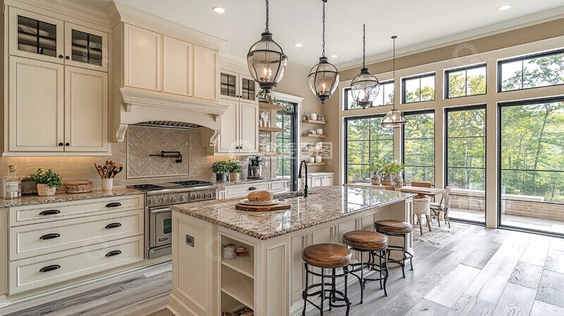 高清大图下载【趣麦麦图】岛台餐桌一体厨房1