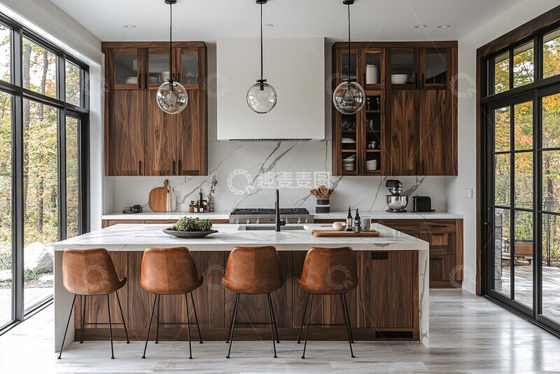 高清大图下载【趣麦麦图】白墙木柜大理石台面2