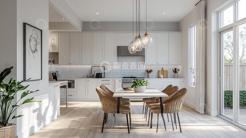 高清大图下载【趣麦麦图】白色橱柜餐桌2