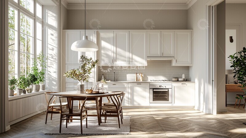高清大图下载【趣麦麦图】白色橱柜餐桌1