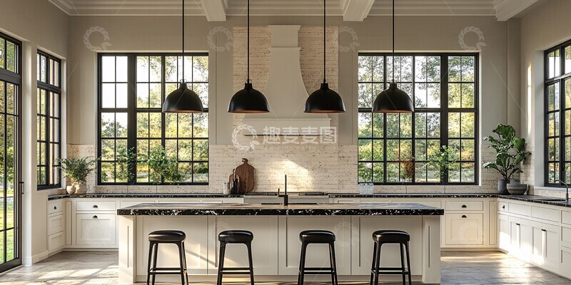 高清大图下载【趣麦麦图】黑色大理石厨房9