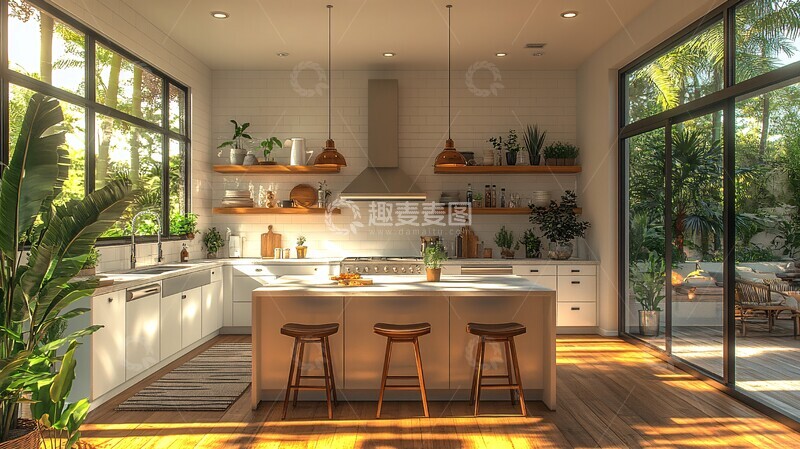 高清大图下载【趣麦麦图】白色厨房自然光2