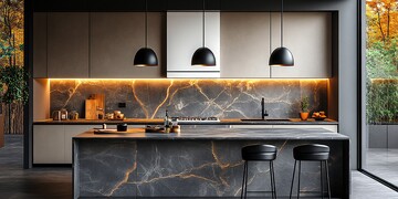 黑色大理石厨房6