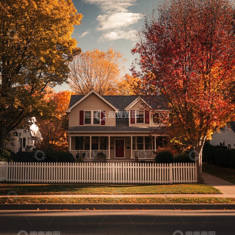 高清大图下载【趣麦麦图】秋日街边小院1
