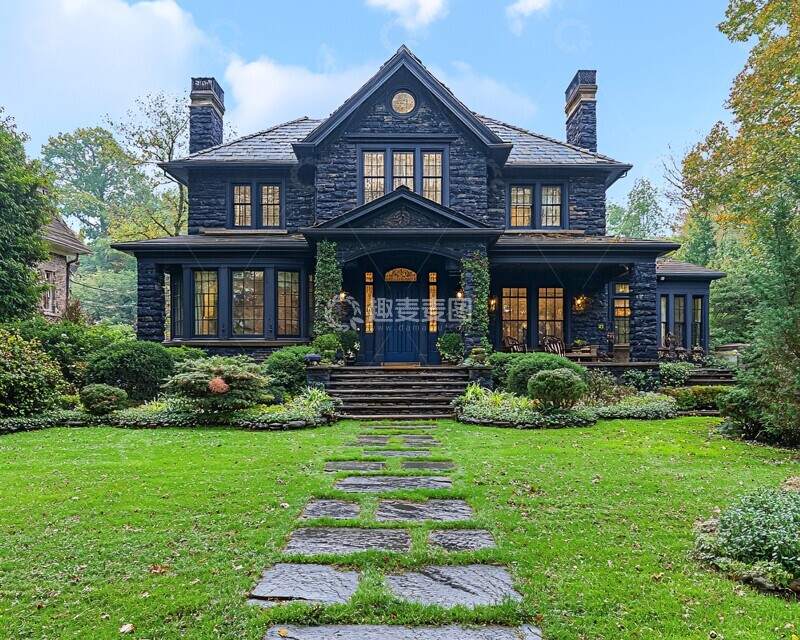 高清大图下载【趣麦麦图】传统房屋与蓝门1