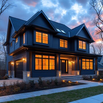 傍晚的房屋外观