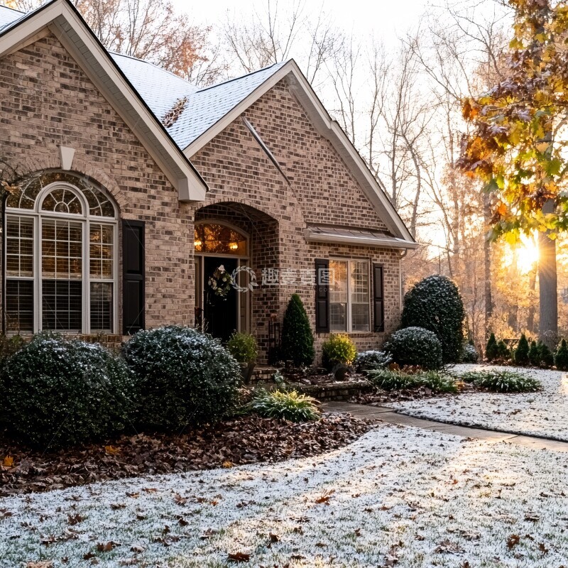 高清大图下载【趣麦麦图】冬季房屋前院1