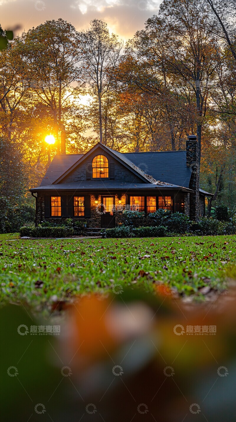 高清大图下载【趣麦麦图】晨光中新屋顶人家2