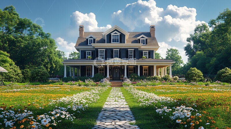 高清大图下载【趣麦麦图】乡村房屋正面图3