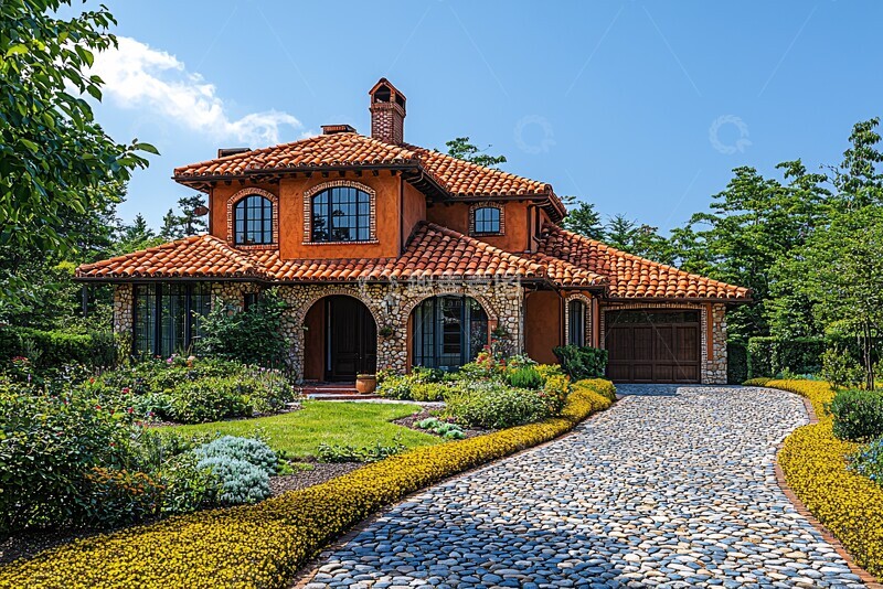 高清大图下载【趣麦麦图】-美丽路旁的房屋2