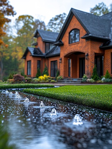 红砖房前洒水场景3