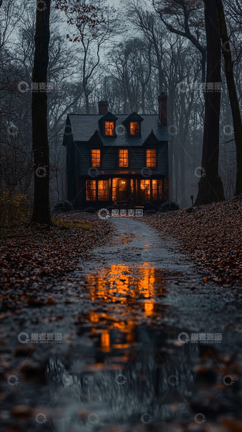 高清大图下载【趣麦麦图】-黄昏孤屋黄昏孤屋道路
