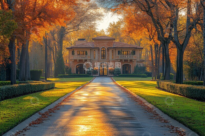 高清大图下载【趣麦麦图】海景别墅与道路1