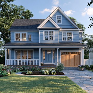 蓝墙白边双层房2