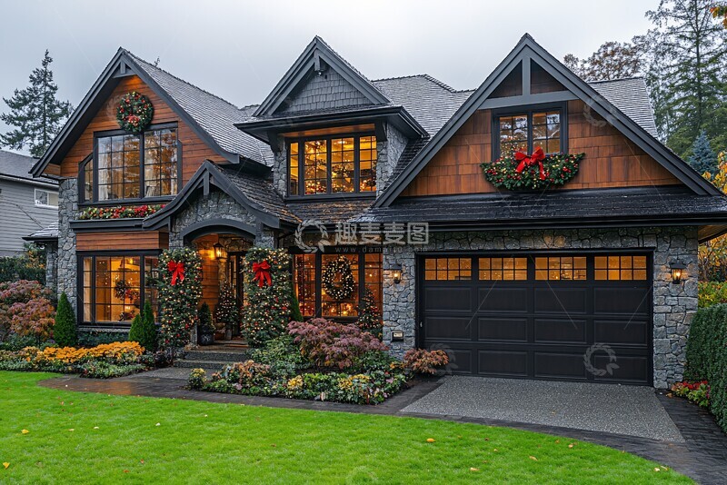 高清大图下载【趣麦麦图】美式大宅圣诞装饰2