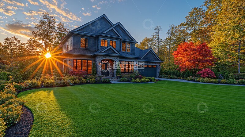 高清大图下载【趣麦麦图】宁静的住宅庭院1