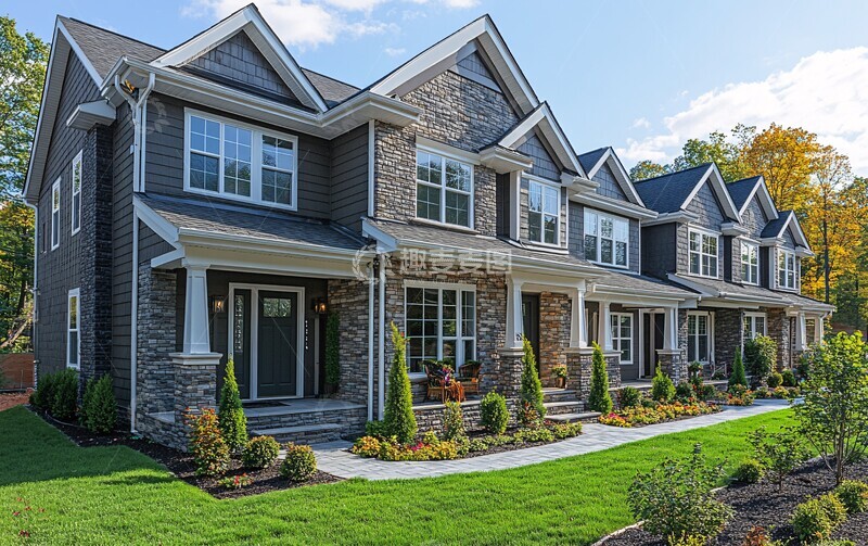 高清大图下载【趣麦麦图】灰色白边双层住宅1