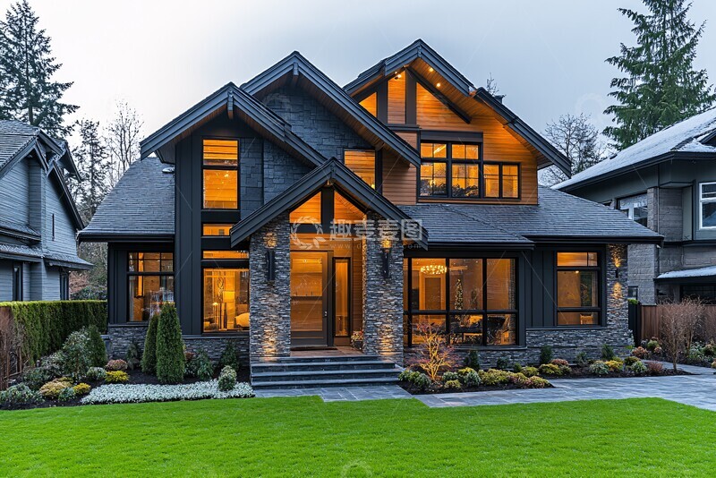 高清大图下载【趣麦麦图】美式大宅圣诞装饰