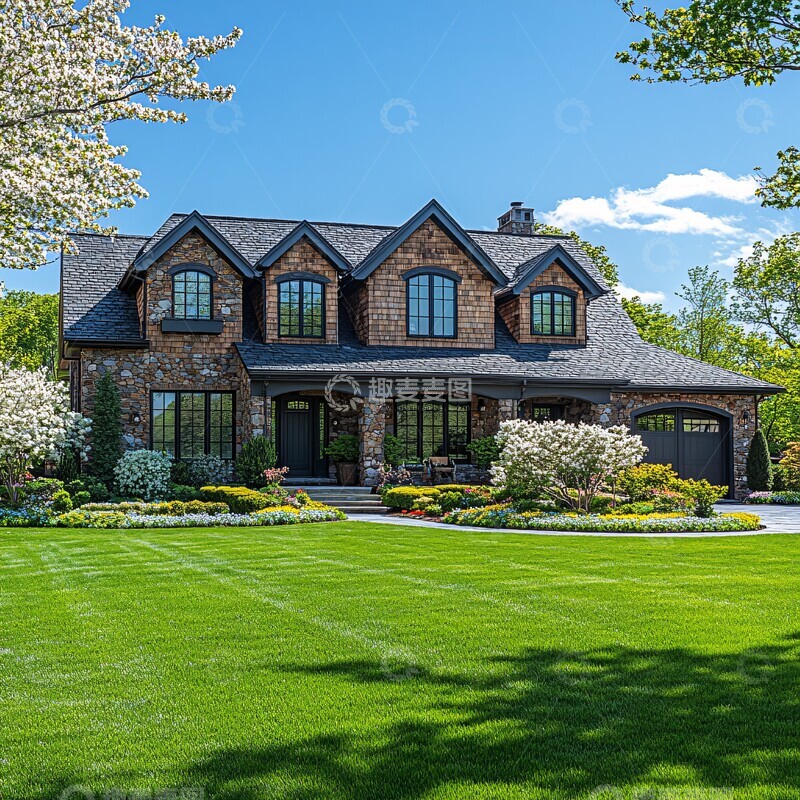 高清大图下载【趣麦麦图】绿色草坪与白色花朵